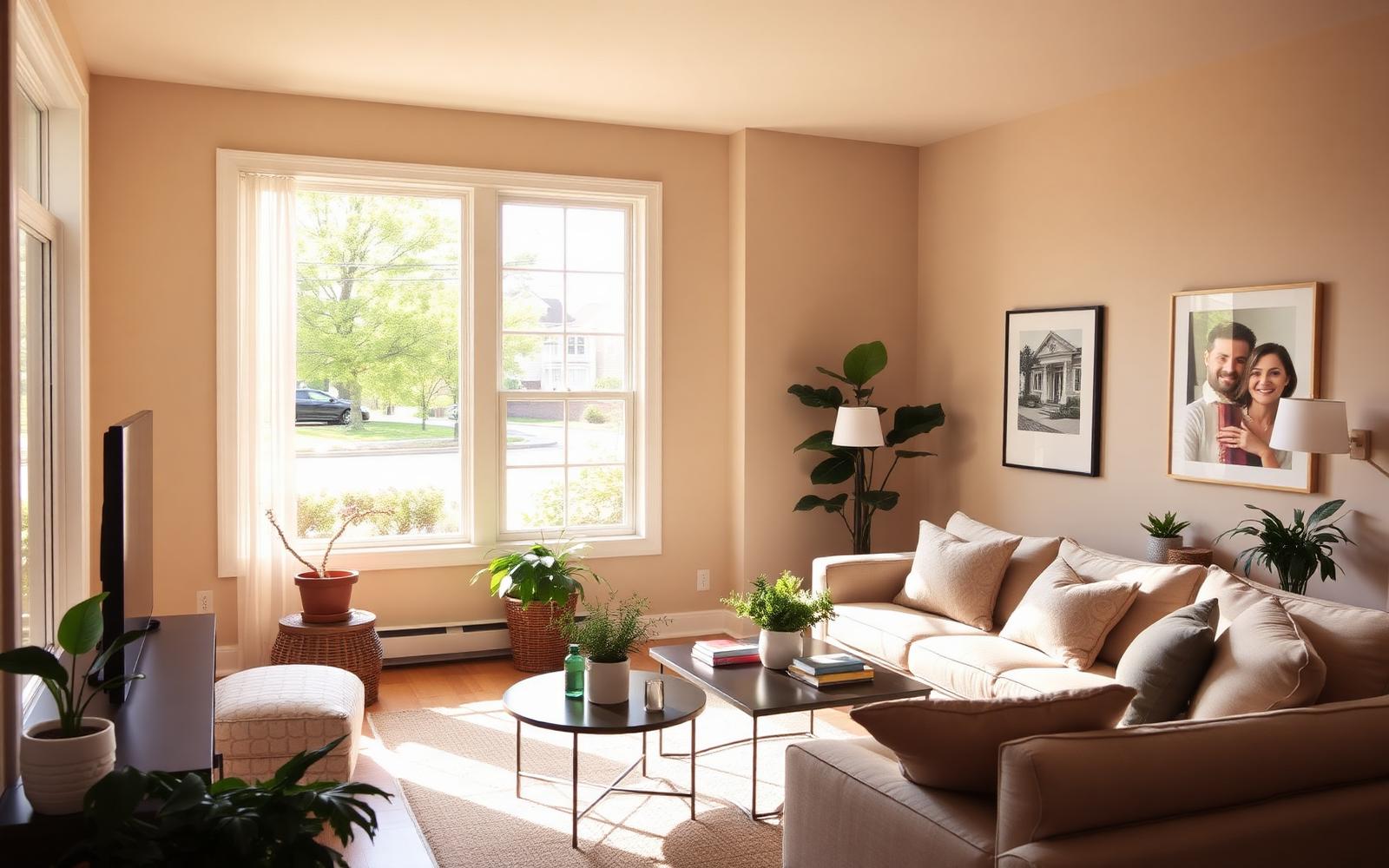 Warm, sunlit living room in a welcoming New Jersey home